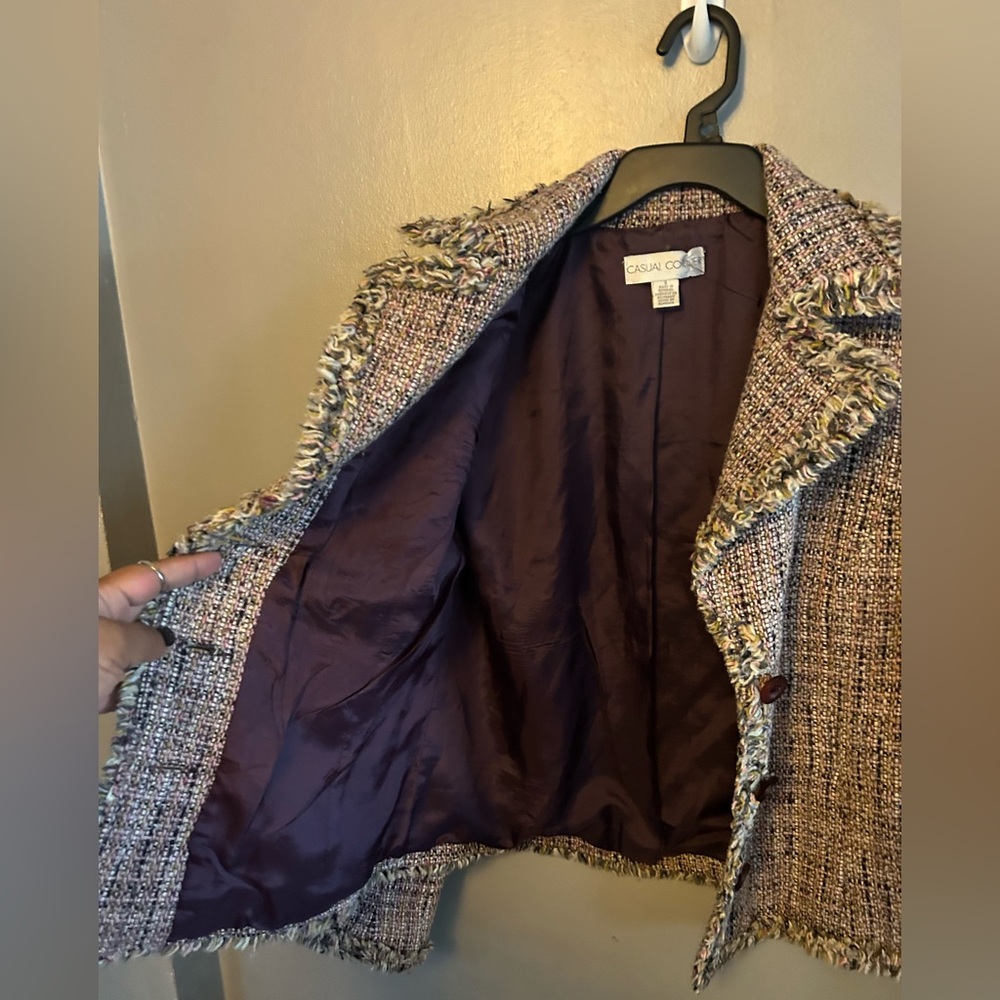 Vintage Casual Corner Plum/Pink Tweed Blazer - Picture 7 of 12